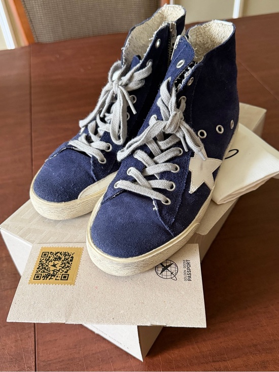 Golden Goose Shoes - Golden Goose Francy Navy Suede High-Top Sneakers with White Star